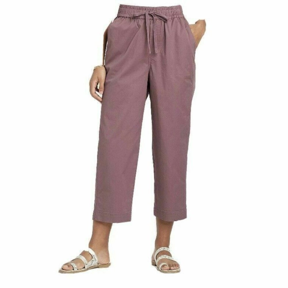 A New Day Women's High-Rise Relaxed Fit Pull-On Ankle Pants Dark Purple